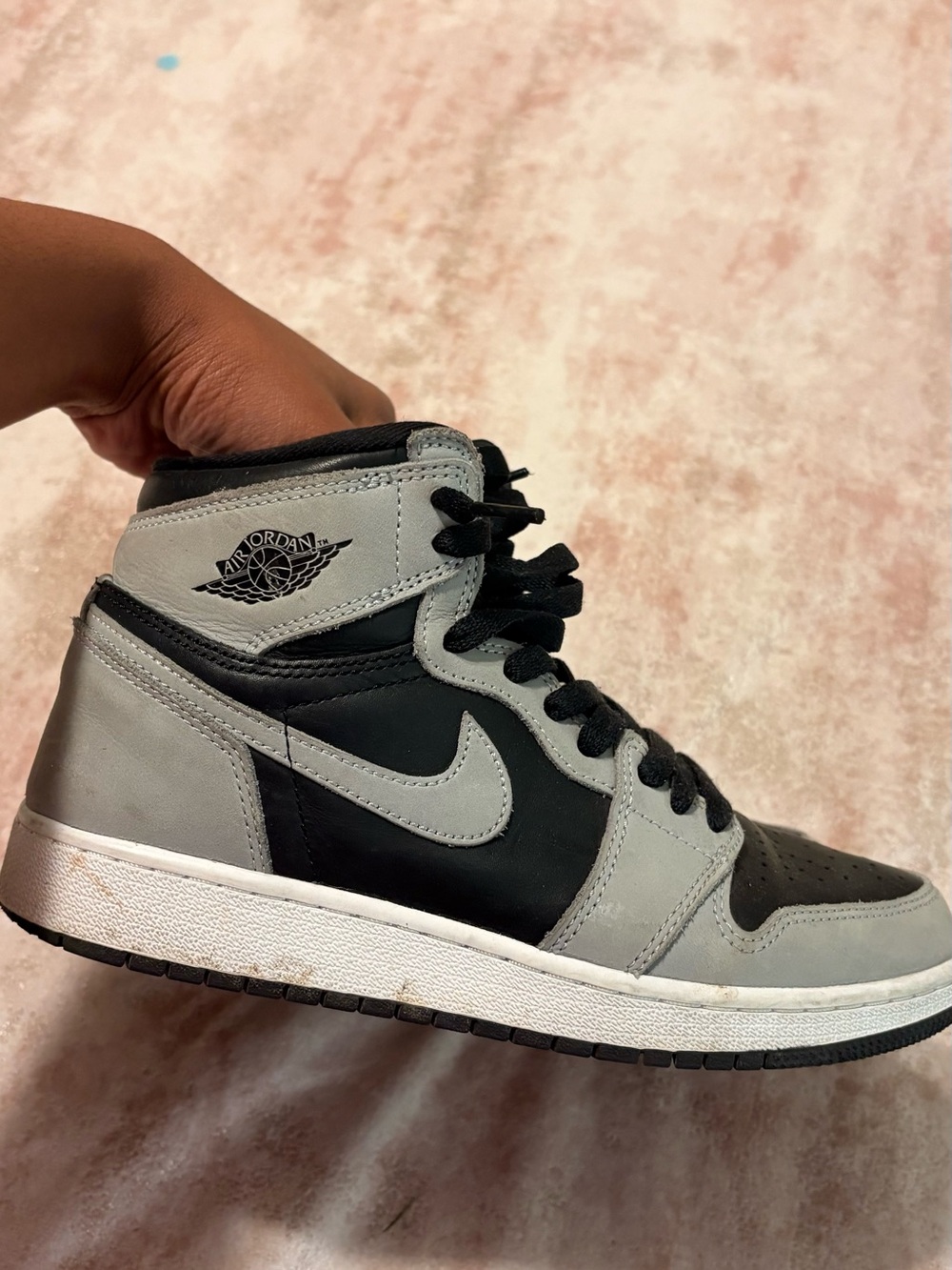 Nike Air Jordan 1 Mid Gray and Black Kids Sneakers